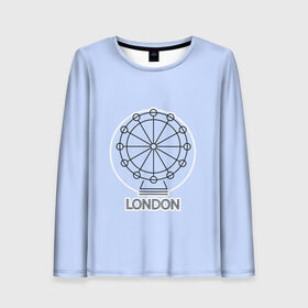 Женский лонгслив 3D с принтом Лондон London Eye , 100% полиэстер | длинные рукава, круглый вырез горловины, полуприлегающий силуэт | blue circle | england | english | europe | eye | gb | icon | london | travel | uk | vacation | англия | аттракцион | великобритания | европа | иконка | колесо обозрения | лондон | лондонский глаз | надпись | отпуск | поездка | путешествие |