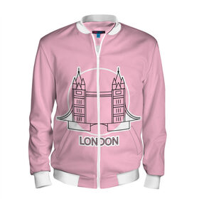 Мужской бомбер 3D с принтом Лондон London Tower bridge , 100% полиэстер | застегивается на молнию, по бокам два кармана без застежек, по низу бомбера и на воротнике - эластичная резинка | bridge | england | english | gb | london | tower | uk | английский | англия | башни | великобритания | закат | иконка | лайнарт | лондон | мост | надпись | розовый круг | слово | тауэрский | юк