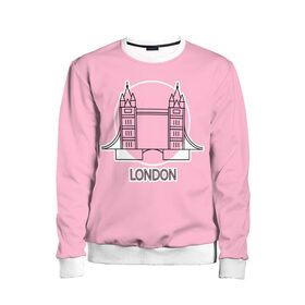 Детский свитшот 3D с принтом Лондон London Tower bridge , 100% полиэстер | свободная посадка, прямой крой, мягкая тканевая резинка на рукавах и понизу свитшота | bridge | england | english | gb | london | tower | uk | английский | англия | башни | великобритания | закат | иконка | лайнарт | лондон | мост | надпись | розовый круг | слово | тауэрский | юк