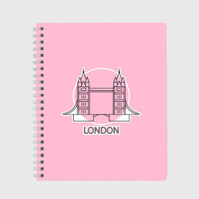 Тетрадь с принтом Лондон London Tower bridge , 100% бумага | 48 листов, плотность листов — 60 г/м2, плотность картонной обложки — 250 г/м2. Листы скреплены сбоку удобной пружинной спиралью. Уголки страниц и обложки скругленные. Цвет линий — светло-серый
 | bridge | england | english | gb | london | tower | uk | английский | англия | башни | великобритания | закат | иконка | лайнарт | лондон | мост | надпись | розовый круг | слово | тауэрский | юк