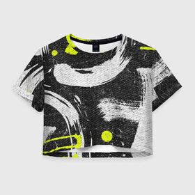Женская футболка Crop-top 3D с принтом Grunge Texture , 100% полиэстер | круглая горловина, длина футболки до линии талии, рукава с отворотами | art | background | cross | grunge | paint | strokes | texture | арт | гранж | краска | крест | мазки | текстура | фон