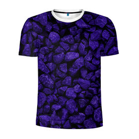 Мужская футболка 3D спортивная с принтом Purple-$tone$ , 100% полиэстер с улучшенными характеристиками | приталенный силуэт, круглая горловина, широкие плечи, сужается к линии бедра | abstraction | forms | gravel | pebbles | purple | stones | texture | абстракция | галька | гравий | камни | текстура | фиолетовый | формы