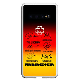 Чехол для Samsung Galaxy S10 с принтом RAMMSTEIN АВТОГРАФЫ УЧАСТНИКОВ , Силикон | Область печати: задняя сторона чехла, без боковых панелей | Тематика изображения на принте: du hast | mein herz | rammstein | rammstein sonne. | группа rammstein | ду хаст | песня рамштайн | рамштайн | тилль линдеманн