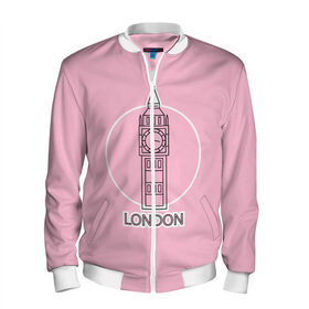 Мужской бомбер 3D с принтом Биг Бен, Лондон, London , 100% полиэстер | застегивается на молнию, по бокам два кармана без застежек, по низу бомбера и на воротнике - эластичная резинка | big ben | clock | england | europe | london | pink | travel | англия | башня | башня елизаветы | биг бен | великобритания | европа | иконка | круг | лондон | надпись | путешествия | розовый | символ | часы