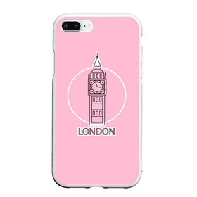 Чехол для iPhone 7Plus/8 Plus матовый с принтом Биг Бен, Лондон, London , Силикон | Область печати: задняя сторона чехла, без боковых панелей | big ben | clock | england | europe | london | pink | travel | англия | башня | башня елизаветы | биг бен | великобритания | европа | иконка | круг | лондон | надпись | путешествия | розовый | символ | часы
