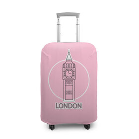 Чехол для чемодана 3D с принтом Биг Бен, Лондон, London , 86% полиэфир, 14% спандекс | двустороннее нанесение принта, прорези для ручек и колес | big ben | clock | england | europe | london | pink | travel | англия | башня | башня елизаветы | биг бен | великобритания | европа | иконка | круг | лондон | надпись | путешествия | розовый | символ | часы