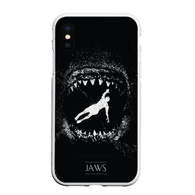 Чехол для iPhone XS Max матовый с принтом Челюсти JAWS , Силикон | Область печати: задняя сторона чехла, без боковых панелей | 2020 | shark | sharks | акула | акулы | зубы | клыки | мегаладон | меголадон | пиранья | про | фильм | фильм про акул | фильм челюсти | хеллоуин | хэллоуин | челюсти