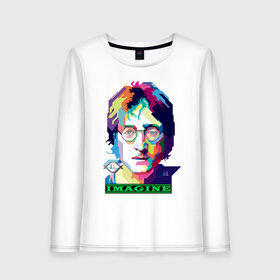Женский лонгслив хлопок с принтом John Lennon Imagine , 100% хлопок |  | beatles | imagine | john | lennon | the beatles | битлз | битлы | группа | джон | купить | леннон | леннона | очки | рок н ролл | с группы | хиппи