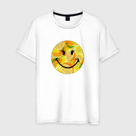 Мужская футболка хлопок с принтом Смайлик с цитрусами , 100% хлопок | прямой крой, круглый вырез горловины, длина до линии бедер, слегка спущенное плечо. | апельсин | апельсинки | весёлый | детский | жара | желтый | женский | зелёный | лаймы | летний | лето | лимон | лимоны | оранжевый | отдых | пляж | подростковый | прикол | прикольный | радость | ребёнок