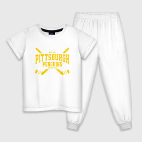 Детская пижама хлопок с принтом Питтсбург Пингвинз , 100% хлопок |  брюки и футболка прямого кроя, без карманов, на брюках мягкая резинка на поясе и по низу штанин
 | hockey | nhl | penguins | pittsburg | pittsburgh | pittsburgh penguins | usa | нхл | пингвинз | питтсбург | питтсбург пингвинз | спорт | сша | хоккей | шайба