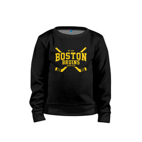 Детский свитшот хлопок с принтом Boston Bruins , 100% хлопок | круглый вырез горловины, эластичные манжеты, пояс и воротник | Тематика изображения на принте: boston | boston bruins | bruins | hockey | nhl | usa | бостон | бостон брюинз | нхл | спорт | сша | хоккей | шайба