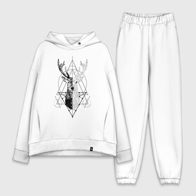 Женский костюм хлопок Oversize с принтом Polygonal deer ,  |  | animals | black | circles | deer | drawing | forest | geometric | low poly | poly | silhouette | tattoo | triangles | wild | белый | геометрический | дикий | животные | звери | зверь | контур | круги | лес | лесной | мужской | олени | олень | полигональны