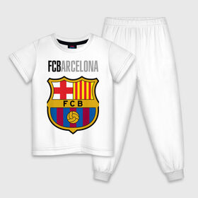 Детская пижама хлопок с принтом Barcelona FC , 100% хлопок |  брюки и футболка прямого кроя, без карманов, на брюках мягкая резинка на поясе и по низу штанин
 | barca | barcelona | club | fc | leo messi | soccer | spanish | барса | барселона | испанский | клуб | лео месси | фк | футбол | футбольный