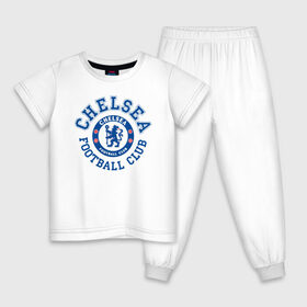 Детская пижама хлопок с принтом Chelsea FC , 100% хлопок |  брюки и футболка прямого кроя, без карманов, на брюках мягкая резинка на поясе и по низу штанин
 | blue | chelsea | club | english | fc | football | london | retirees | soccer | английский | клуб | лондон | пенсионеры | синие | фк | футбол | футбольный | челси