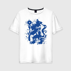 Женская футболка хлопок Oversize с принтом Chelsea FC , 100% хлопок | свободный крой, круглый ворот, спущенный рукав, длина до линии бедер
 | blue | chelsea | club | english | fc | football | london | retirees | soccer | английский | клуб | лондон | пенсионеры | синие | фк | футбол | футбольный | челси