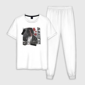 Мужская пижама хлопок с принтом SALUKI , 100% хлопок | брюки и футболка прямого кроя, без карманов, на брюках мягкая резинка на поясе и по низу штанин
 | rap | saluki | saluki rap | рэп | рэпер | салюки