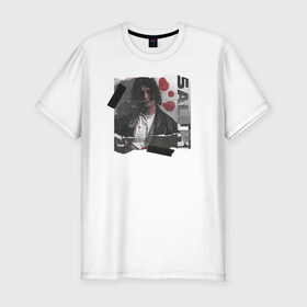 Мужская футболка хлопок Slim с принтом SALUKI , 92% хлопок, 8% лайкра | приталенный силуэт, круглый вырез ворота, длина до линии бедра, короткий рукав | Тематика изображения на принте: rap | saluki | saluki rap | рэп | рэпер | салюки