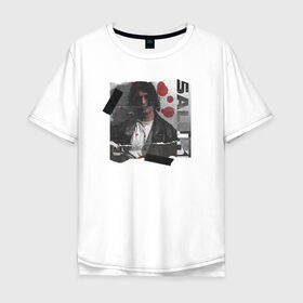 Мужская футболка хлопок Oversize с принтом SALUKI , 100% хлопок | свободный крой, круглый ворот, “спинка” длиннее передней части | rap | saluki | saluki rap | рэп | рэпер | салюки