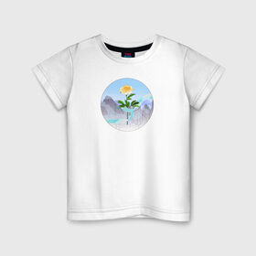 Детская футболка хлопок с принтом Пион и лента , 100% хлопок | круглый вырез горловины, полуприлегающий силуэт, длина до линии бедер | горы | гусу лань | ланьлин цзинь | пион | сияние средь снегов | цветок