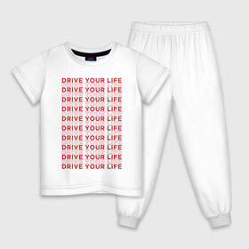 Детская пижама хлопок с принтом drive your live red , 100% хлопок |  брюки и футболка прямого кроя, без карманов, на брюках мягкая резинка на поясе и по низу штанин
 | Тематика изображения на принте: 