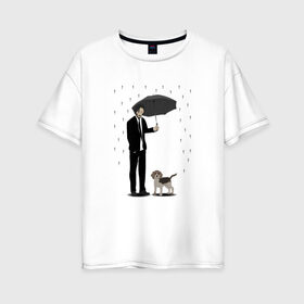 Женская футболка хлопок Oversize с принтом John Wick , 100% хлопок | свободный крой, круглый ворот, спущенный рукав, длина до линии бедер
 | beagle | john | john wick | wick | баба яга | бигль | джон уик | дождь | забота | защита животных | зонт | киану ривз | месть | охрана | собака