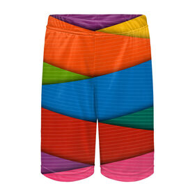Детские спортивные шорты 3D с принтом COLORS GEOMETRY ,  100% полиэстер
 | пояс оформлен широкой мягкой резинкой, ткань тянется
 | геометрия | полоски | разноцветное | яркие цвета | яркое