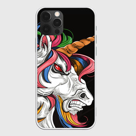 Чехол для iPhone 12 Pro с принтом Evil unicorn , силикон | область печати: задняя сторона чехла, без боковых панелей | black | blue | evil | evil unicorn | green yellow | horn | horse | multicolored | pink | red | white | белый | зеленый желтый | зло | злой единорог | конь | красный | лошадь | разноцветный | рог | розовый | синий | черный