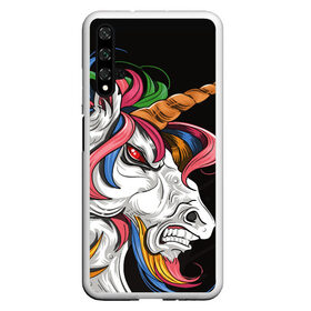 Чехол для Honor 20 с принтом Evil unicorn , Силикон | Область печати: задняя сторона чехла, без боковых панелей | Тематика изображения на принте: black | blue | evil | evil unicorn | green yellow | horn | horse | multicolored | pink | red | white | белый | зеленый желтый | зло | злой единорог | конь | красный | лошадь | разноцветный | рог | розовый | синий | черный