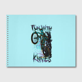 Альбом для рисования с принтом Забава с ножами , 100% бумага
 | матовая бумага, плотность 200 мг. | велосипеды | велоспорт | забавы с ножами | кислота. | ножи | экстремальный спорт | экстрим