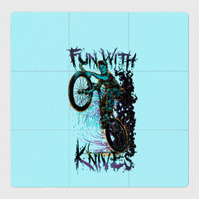 Магнитный плакат 3Х3 с принтом Забава с ножами , Полимерный материал с магнитным слоем | 9 деталей размером 9*9 см | велосипеды | велоспорт | забавы с ножами | кислота. | ножи | экстремальный спорт | экстрим