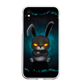 Чехол для iPhone XS Max матовый с принтом NEON HARE , Силикон | Область печати: задняя сторона чехла, без боковых панелей | Тематика изображения на принте: животное | заяц | злое | злые глаза | кролик | неон | плюшевое