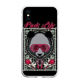Чехол для iPhone XS Max матовый с принтом Розовая жизнь , Силикон | Область печати: задняя сторона чехла, без боковых панелей | голова медведя. | голова панды | медведи | орнамент | панда | панда в розовых очках | розовая жизнь | розовый стиль | розы