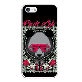 Чехол для iPhone 5/5S матовый с принтом Розовая жизнь , Силикон | Область печати: задняя сторона чехла, без боковых панелей | голова медведя. | голова панды | медведи | орнамент | панда | панда в розовых очках | розовая жизнь | розовый стиль | розы