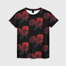 Женская футболка 3D с принтом Роза , 100% полиэфир ( синтетическое хлопкоподобное полотно) | прямой крой, круглый вырез горловины, длина до линии бедер | красная роза | красные розы | растение | роза | розы | флора | цветок | цветы