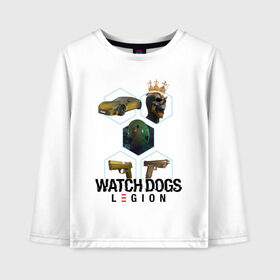 Детский лонгслив хлопок с принтом Watch Dogs: Legion , 100% хлопок | круглый вырез горловины, полуприлегающий силуэт, длина до линии бедер | action | action adventure | game watch dogs | legion | skull | watch dogs | watch dogs legion | watch dogs mask | ватч догз легион | ватч догс | заставка watch dogs | игра watch dogs | легион | лого | логотип | логотип watch dogs | лондон |