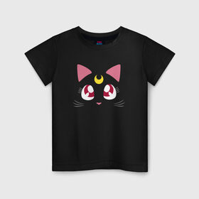 Детская футболка хлопок с принтом Luna Cat. Sailor Moon , 100% хлопок | круглый вырез горловины, полуприлегающий силуэт, длина до линии бедер | anime | cute | аниме | взгляд | волшебство | глаза | киса | киска | кот | котенок | котэ | котя | кошка | лапочка | луна | магия | месяц | милый | мимими | мордочка | сейлор мун | хороший | япония