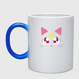 Кружка хамелеон с принтом Luna Cat. Sailor Moon , керамика | меняет цвет при нагревании, емкость 330 мл | anime | cute | аниме | взгляд | волшебство | глаза | киса | киска | кот | котенок | котэ | котя | кошка | лапочка | луна | магия | месяц | милый | мимими | мордочка | сейлор мун | хороший | япония