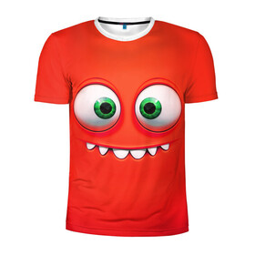 Мужская футболка 3D спортивная с принтом ЗЕЛЁНЫЕ ГЛАЗА , 100% полиэстер с улучшенными характеристиками | приталенный силуэт, круглая горловина, широкие плечи, сужается к линии бедра | Тематика изображения на принте: глаза | мультфильм | смешное лицо | эмоция