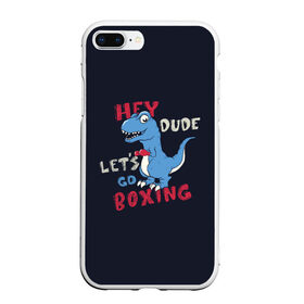 Чехол для iPhone 7Plus/8 Plus матовый с принтом Динозавр боксер , Силикон | Область печати: задняя сторона чехла, без боковых панелей | бокс | динозавр | динозавры | животные | спорт | юмор