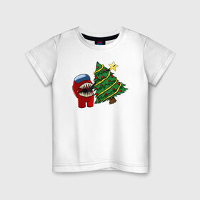Детская футболка хлопок с принтом Among Us | Новогодний , 100% хлопок | круглый вырез горловины, полуприлегающий силуэт, длина до линии бедер | 
