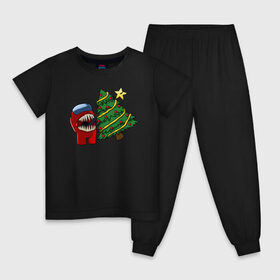 Детская пижама хлопок с принтом Among Us | Новогодний , 100% хлопок |  брюки и футболка прямого кроя, без карманов, на брюках мягкая резинка на поясе и по низу штанин
 | 