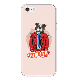 Чехол для iPhone 5/5S матовый с принтом Питбуль , Силикон | Область печати: задняя сторона чехла, без боковых панелей | Тематика изображения на принте: pitbull | животные | питбуль | собака | юмор