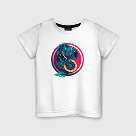 Детская футболка хлопок с принтом Дракон , 100% хлопок | круглый вырез горловины, полуприлегающий силуэт, длина до линии бедер | дракон | круг | существо | татуировка