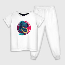 Детская пижама хлопок с принтом Дракон , 100% хлопок |  брюки и футболка прямого кроя, без карманов, на брюках мягкая резинка на поясе и по низу штанин
 | дракон | круг | существо | татуировка