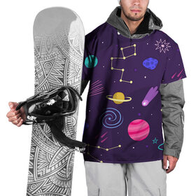Накидка на куртку 3D с принтом Space , 100% полиэстер |  | Тематика изображения на принте: comet | moon | nasa | saturn | space | star | trend | детские | космос | тренд