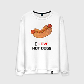 Мужской свитшот хлопок с принтом Love HOT DOGS , 100% хлопок |  | Тематика изображения на принте: еда | люблю | питание | сосиска | хот дог