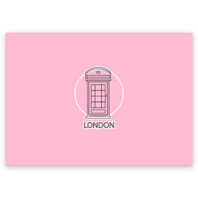 Поздравительная открытка с принтом Телефонная будка, London , 100% бумага | плотность бумаги 280 г/м2, матовая, на обратной стороне линовка и место для марки
 | Тематика изображения на принте: box | england | london | phone | telephone | uk | англия europe | великобритания | европа | иконка | красная будка | круг | лондон | надпись | поездка | путешествие | розовый | телефон | телефонная будка