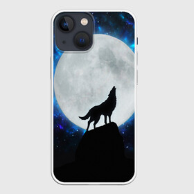 Чехол для iPhone 13 mini с принтом Волк воющий на луну ,  |  | wolf | волк | волки | волчица | животные | одинокий волк
