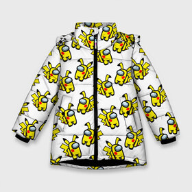 Зимняя куртка для девочек 3D с принтом Among us Pikachu , ткань верха — 100% полиэстер; подклад — 100% полиэстер, утеплитель — 100% полиэстер. | длина ниже бедра, удлиненная спинка, воротник стойка и отстегивающийся капюшон. Есть боковые карманы с листочкой на кнопках, утяжки по низу изделия и внутренний карман на молнии. 

Предусмотрены светоотражающий принт на спинке, радужный светоотражающий элемент на пуллере молнии и на резинке для утяжки. | Тематика изображения на принте: among us | baby | impostor | kawaii | pika pika | pikachu | pokemon go | there is impostor | амонг ас | девочкам | детям | космические | космонавты | малыш | мальчикам | персонажи | пика пика | пикачу | покемон | предатель среди нас |