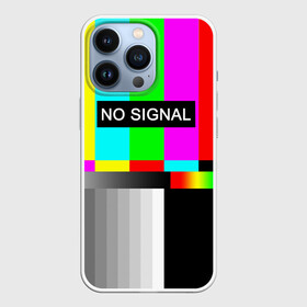 Чехол для iPhone 13 Pro с принтом NO SIGNAL ,  |  | Тематика изображения на принте: no signal | не работает | нет сигнала | полосы | профилактика | радуга